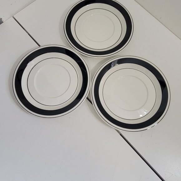 Three Arabia of Finland Saucers/No Cups Black & White Faenza Pattern - Picture 2 of 3